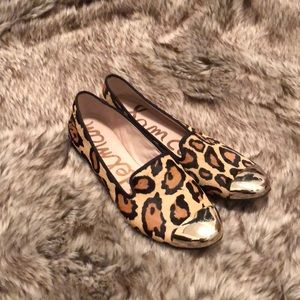 Sam Edelman Gold Toe Leopard Fur Flats